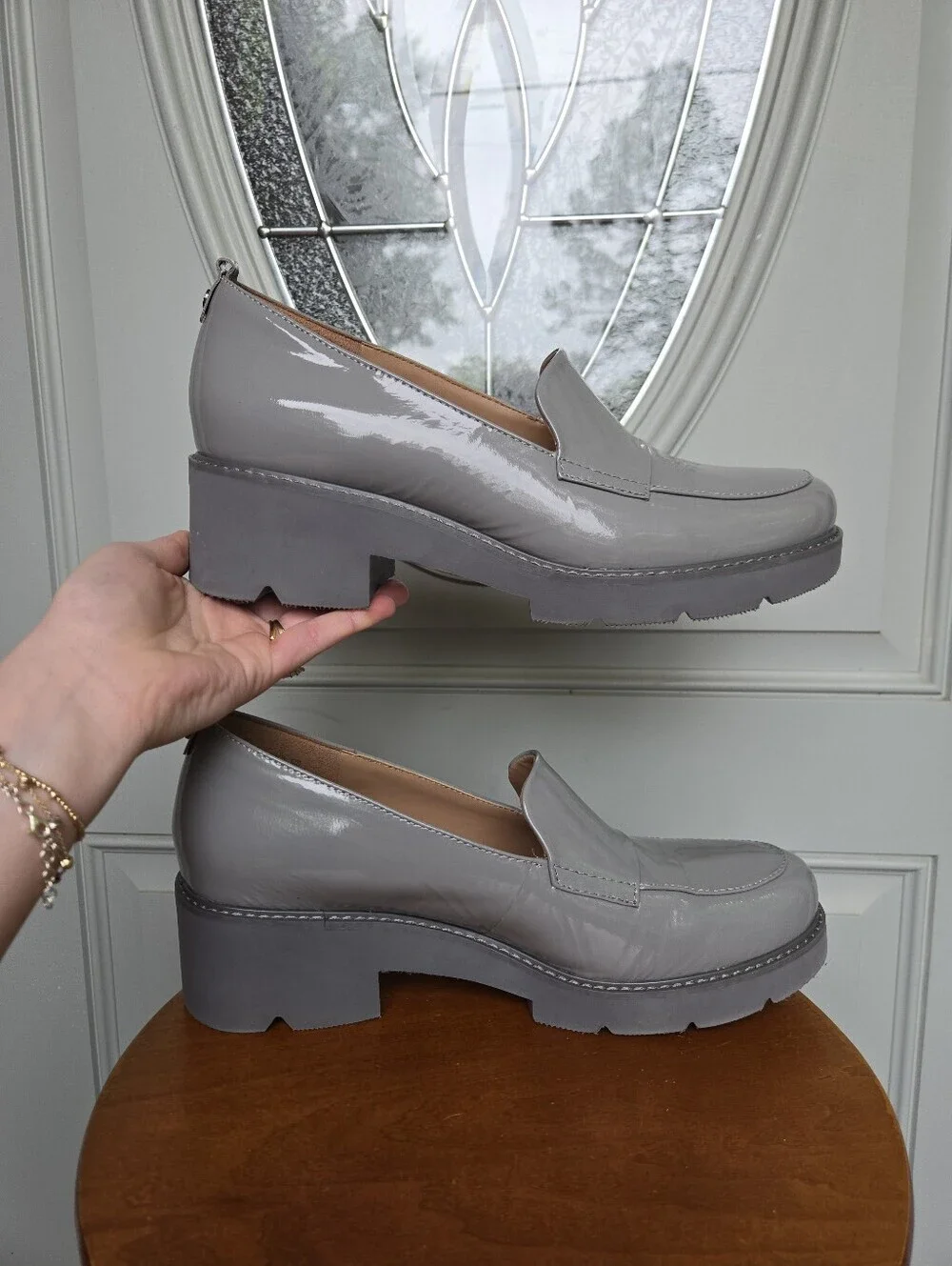 Naturalizer Darry Loafers Gray Leather